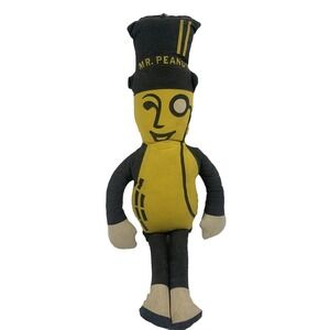 Vintage Planters Mr Peanut Stuffed Cloth Doll Advertising Mascot Plush 20 Inch